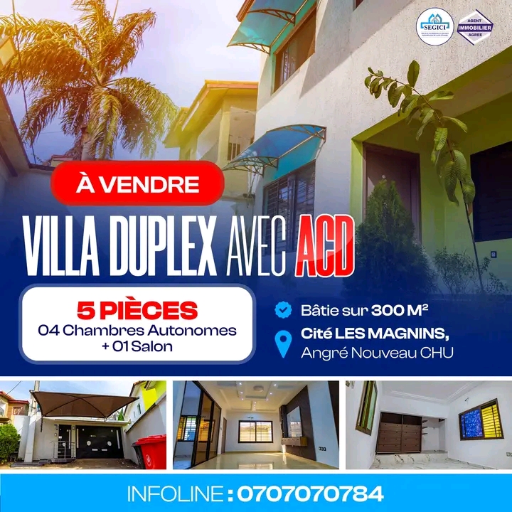 Belle villa duplex située à Angré Cocody